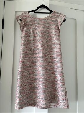 LOFT Textured Knit Shift Dress in Cream & Pink (6)